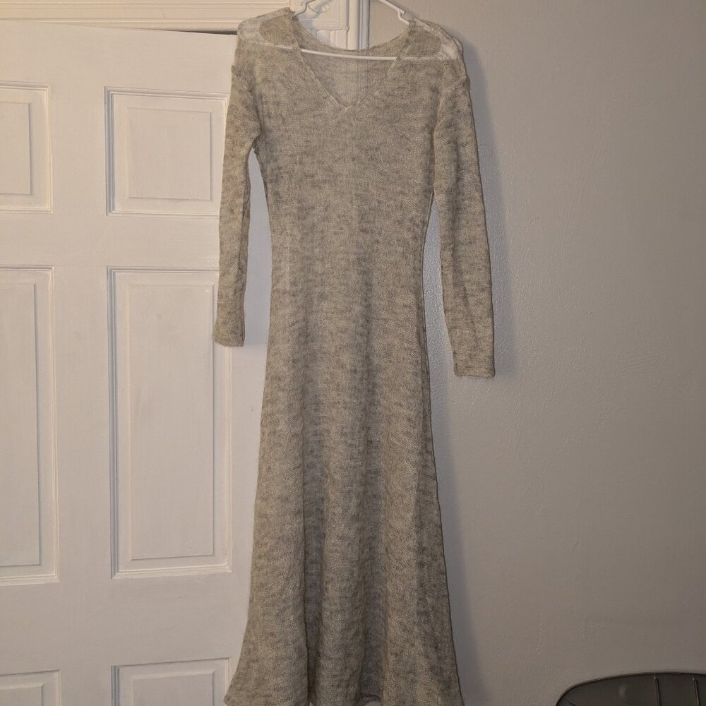 Gentle Heard Sheer Wool Maxi Sweater Dress